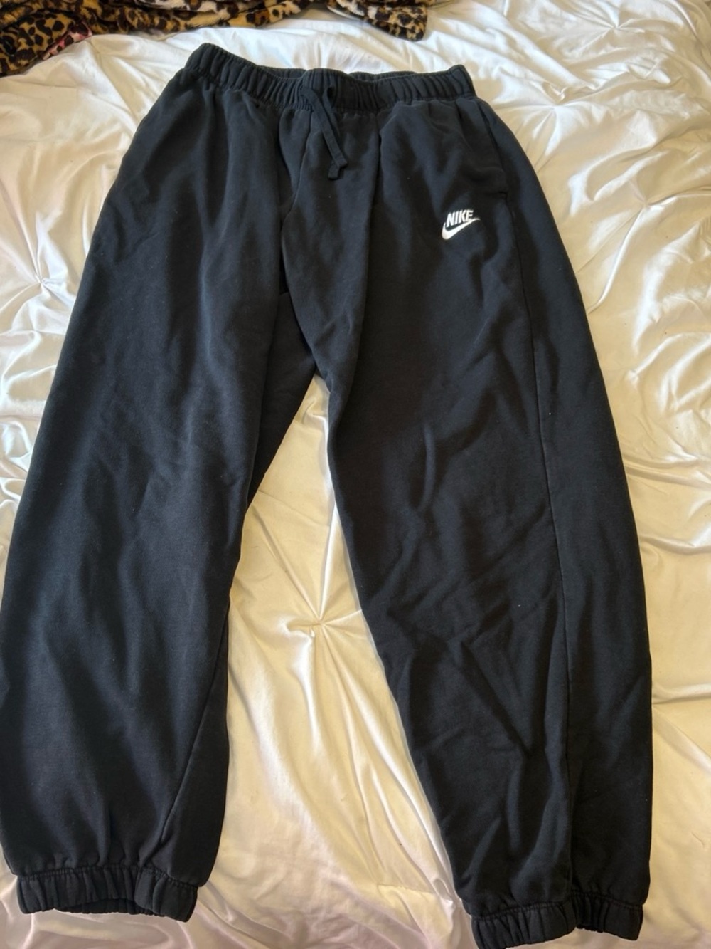 Nike Women Black Jogger Sweatpants with White Swoosh